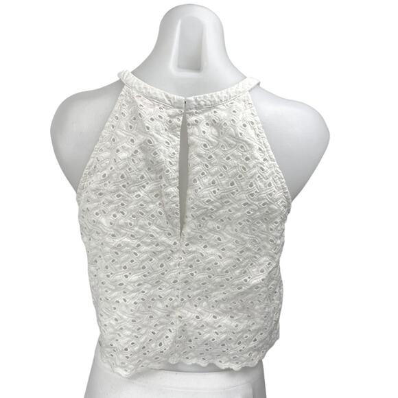 Lilly Pulitzer White Sleeveless Eyelet Embroidered Tank Crop Blouse Top Size 8 - Picture 2 of 4